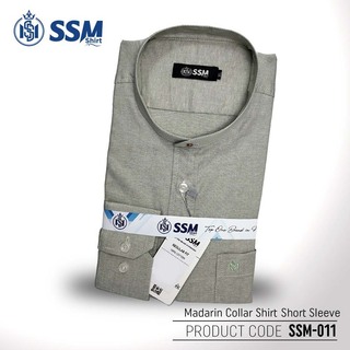 Madarin Collar Shirt Short Sleeve SSM-O-M-S-059 (Moss Green) 4 Extra Large