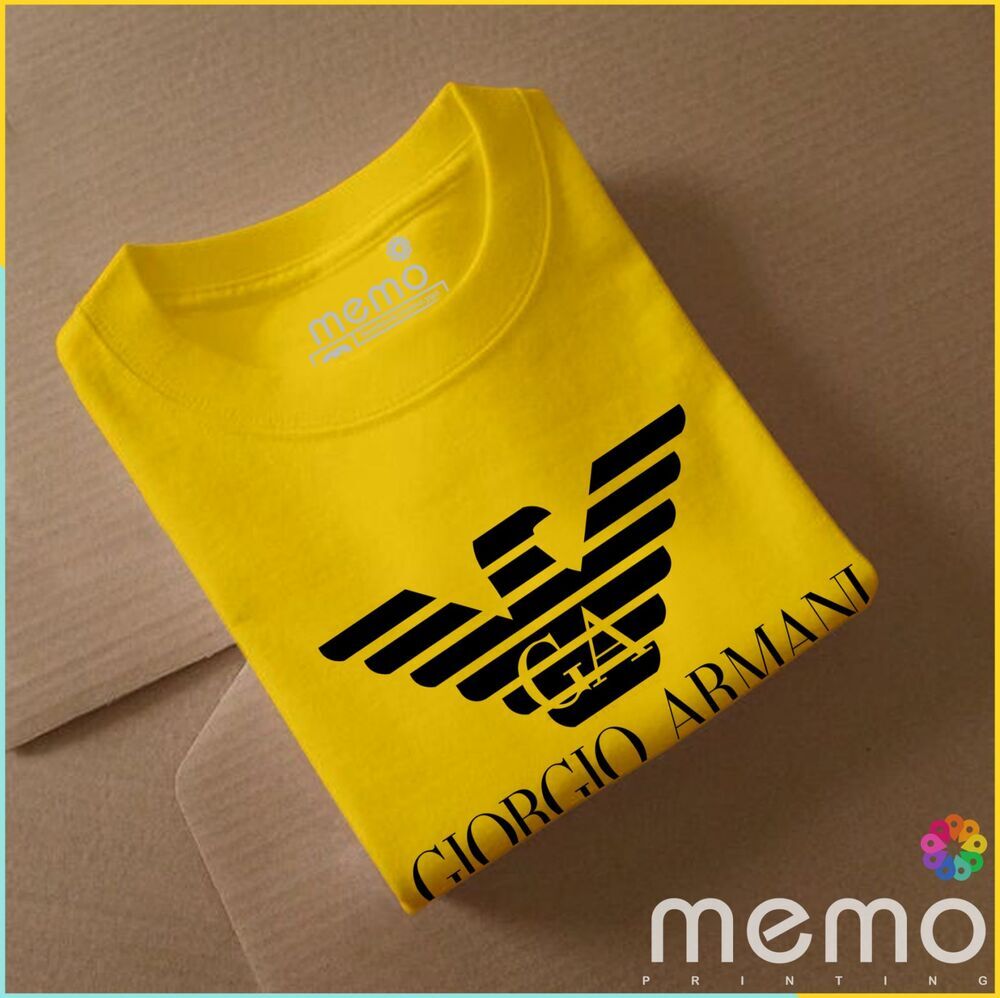 memo ygn GIORGIO ARMANI unisex Printing T-shirt DTF Quality sticker Printing-Yellow (XL)