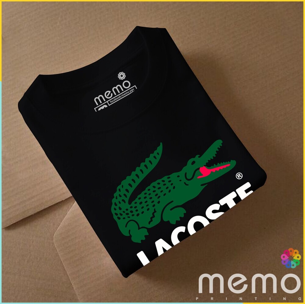 memo ygn lacoste unisex Printing T-shirt DTF Quality sticker Printing-Black (Small)