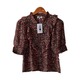 Kudos Floral Chiffon Woman Blouse  B-011 Reddish Brown  Medium