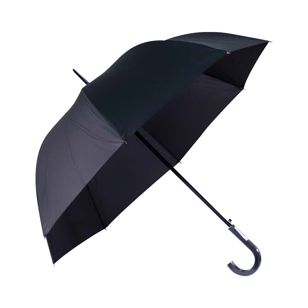 Nikko Umbrella Long Stick 25IN Black Nylon (2K)