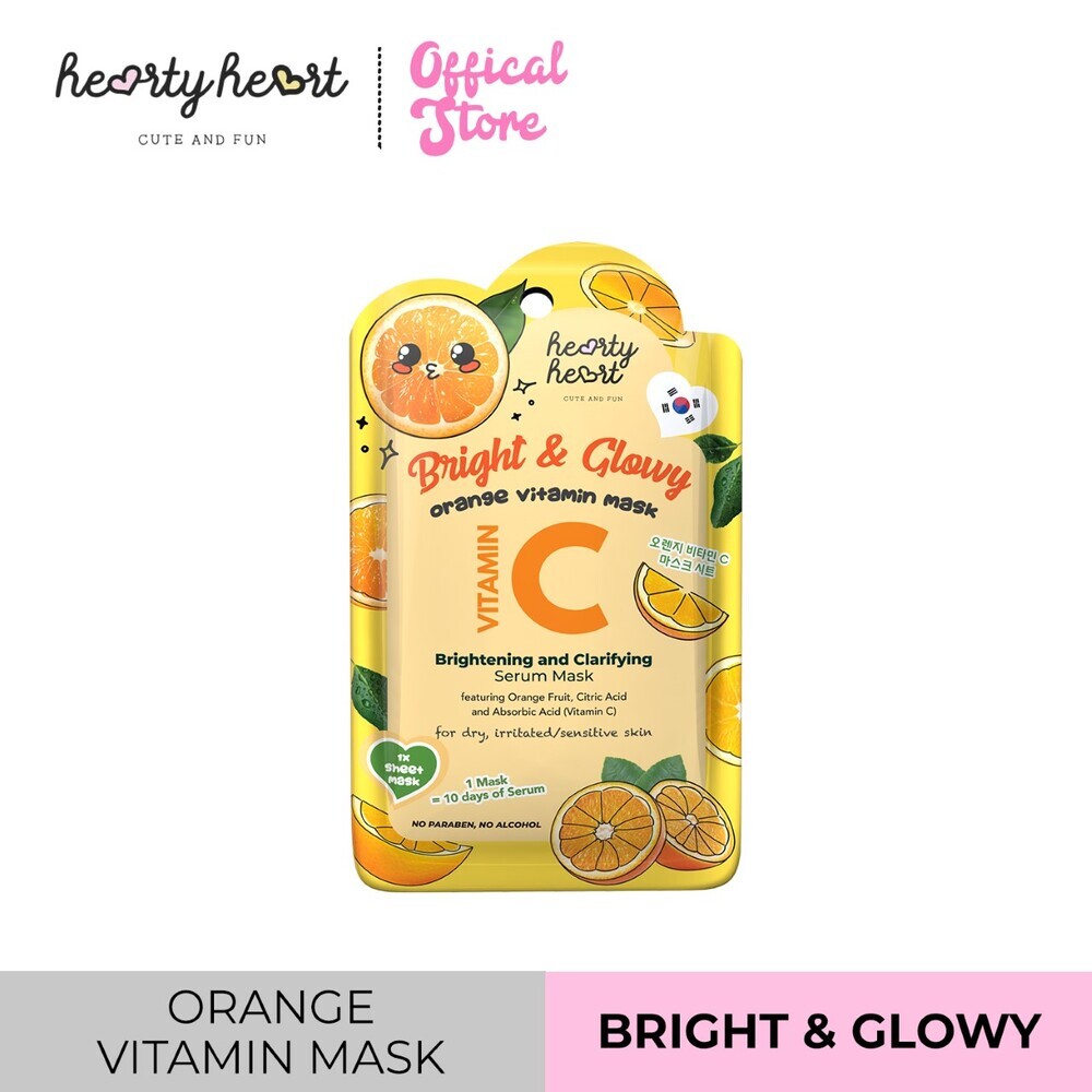 Hearty Heart Bright & Glow Vitamin C Serum Face Mask 18G