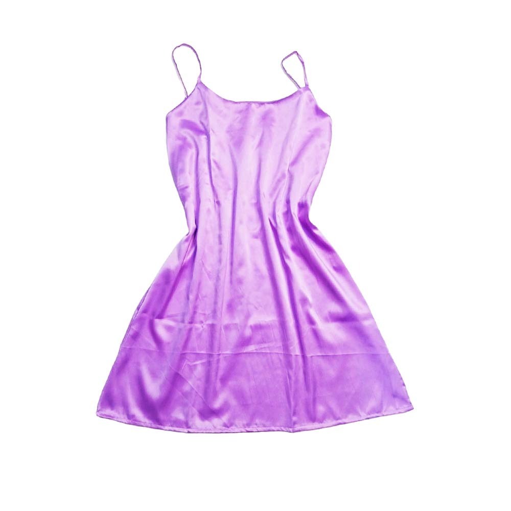 Bambi Lady Silk Night Dress AA0033 Purple Small