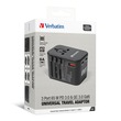 Verbatim 3 Port 65W PD 3.0 & QC 3.0 GaN Universal Travel Adaptor (Black)