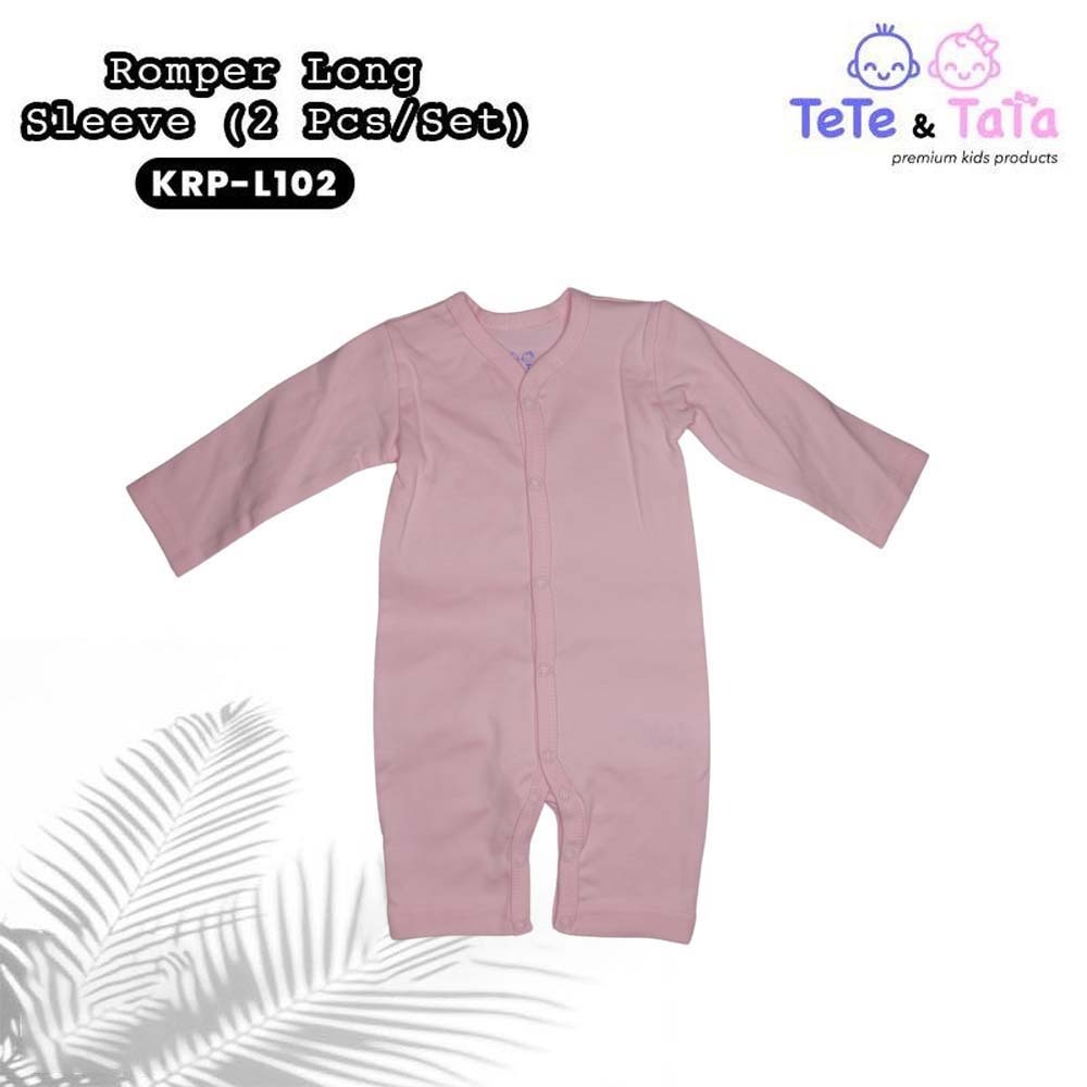 Te Te & Ta Ta Long Romper Short Sleeves Pink 6-9 Months (3Pcs/1Set) KRP-L102