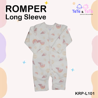 Te Te & Ta Ta Long Romper Short Sleeves Blue 0-3 Months (3Pcs/1Set) KRP-L101