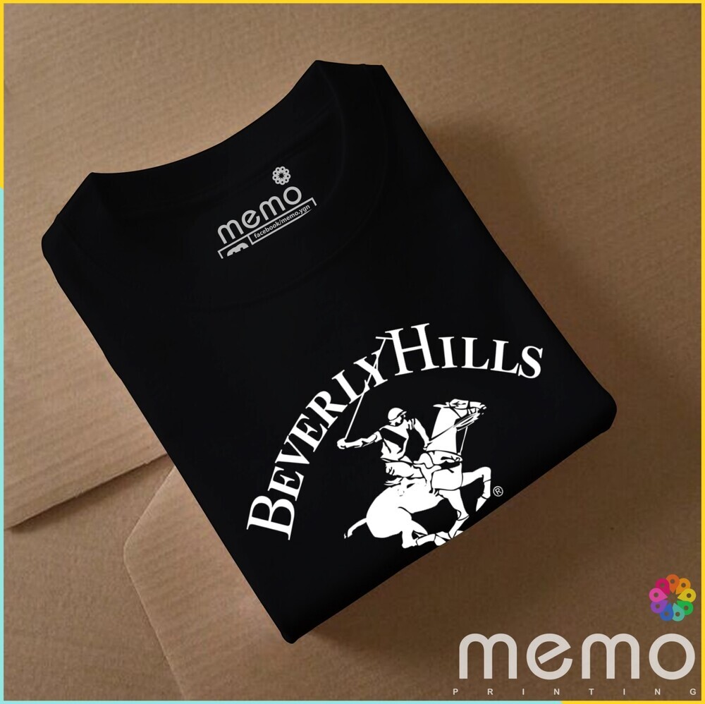 memo ygn Berverly Hills unisex Printing T-shirt DTF Quality sticker Printing-Black (Small)