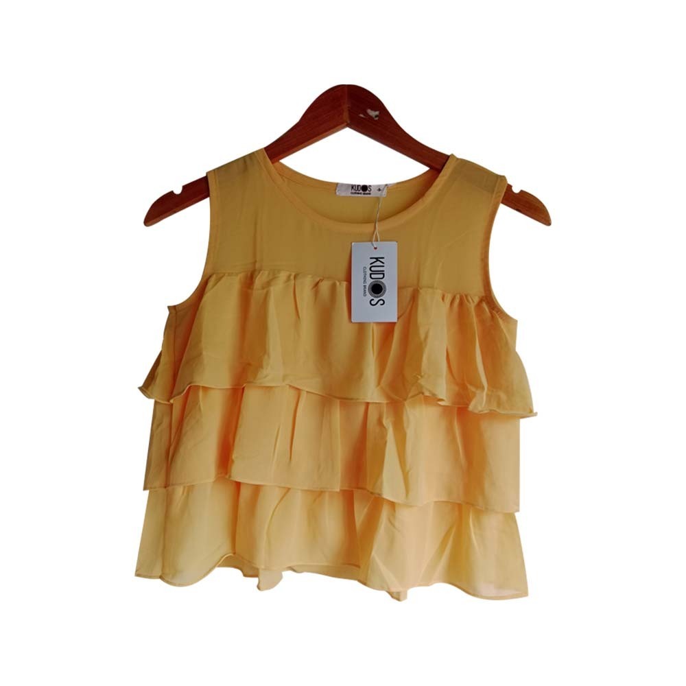 Kudos Floral Chiffon Woman Blouse Yellow B-002 Medium