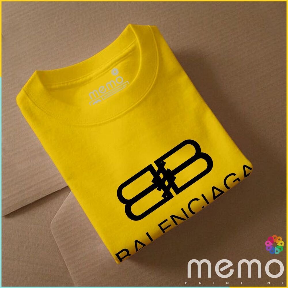 memo ygn Balenciaga unisex Printing T-shirt DTF Quality sticker Printing-Yellow (Large)