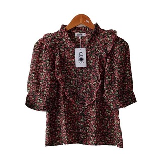 Kudos Floral Chiffon Woman Blouse  B-011 Green  Small