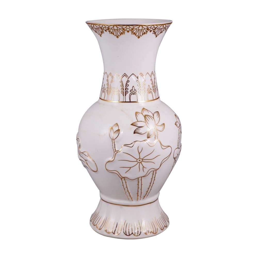 Amly Porcelain Flower Vase 10IN (Lotus Design)