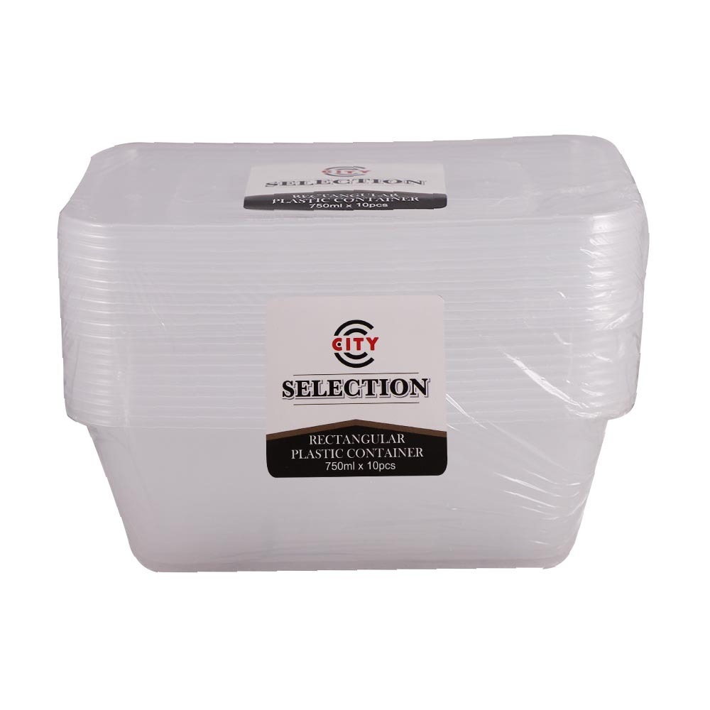 City Selection Plastic Rect Container 750ML 10PCS