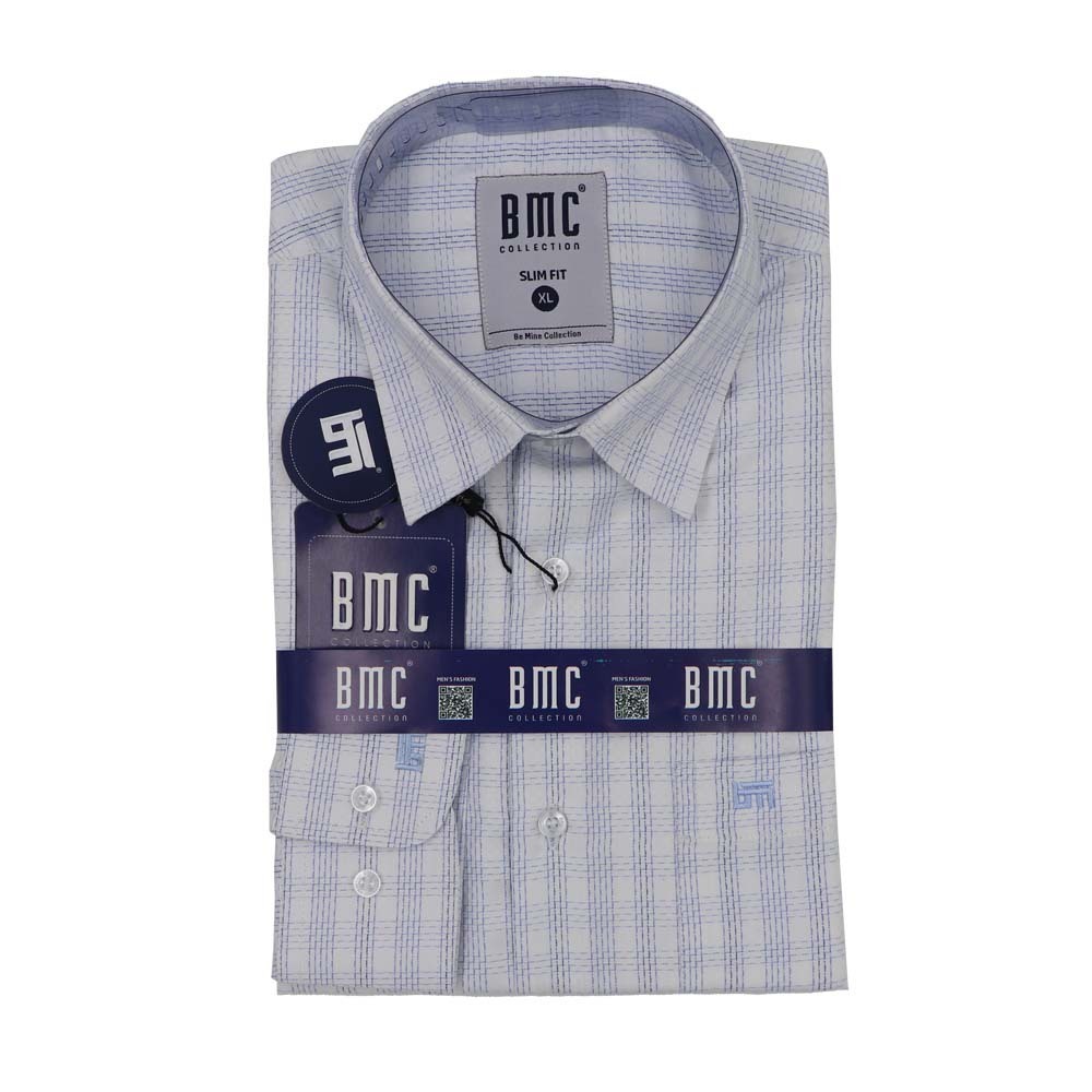 BMC Men Slimfit Shirt Long Sleeve 1320078 Blue Large