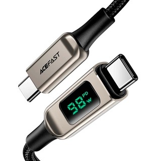 Acefast C6-03 U-C To USB-C 100W Zinc Alloy Digital Display Braided Charging Data Cable (2M) 27070008 Black