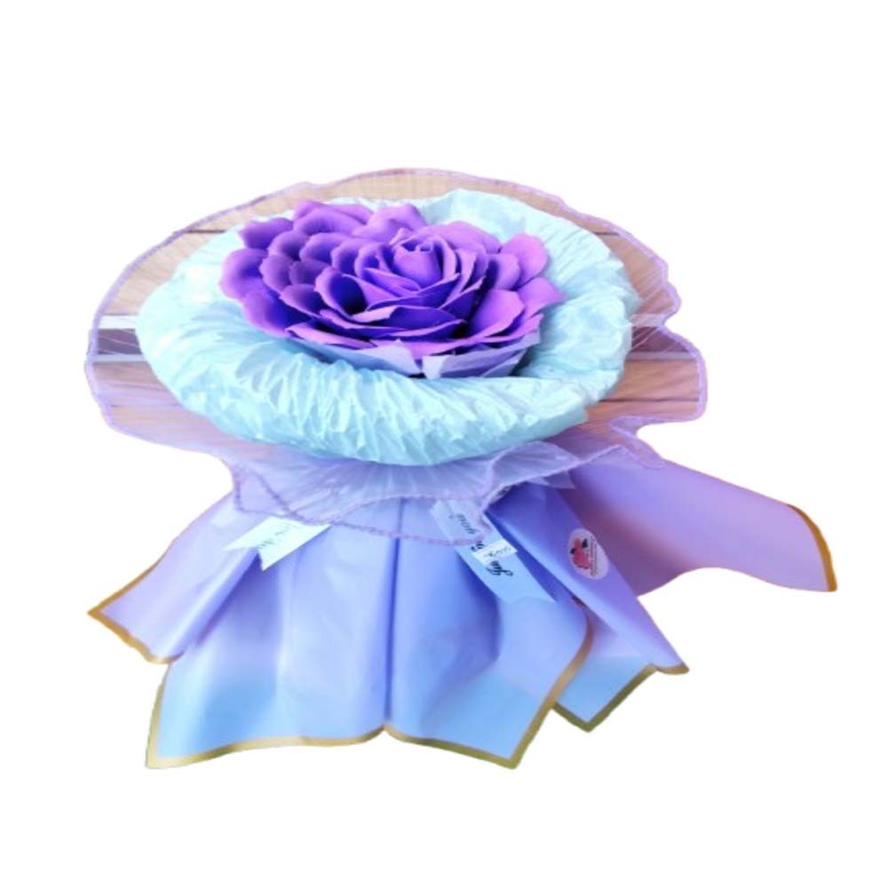 Floral District Purple Big Rose Artificial Bouquet