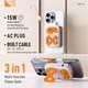 Konfulon J-42 (10000mAh Fast Charging 22.5W Built-in Cable/Wireless Power Bank) Orange