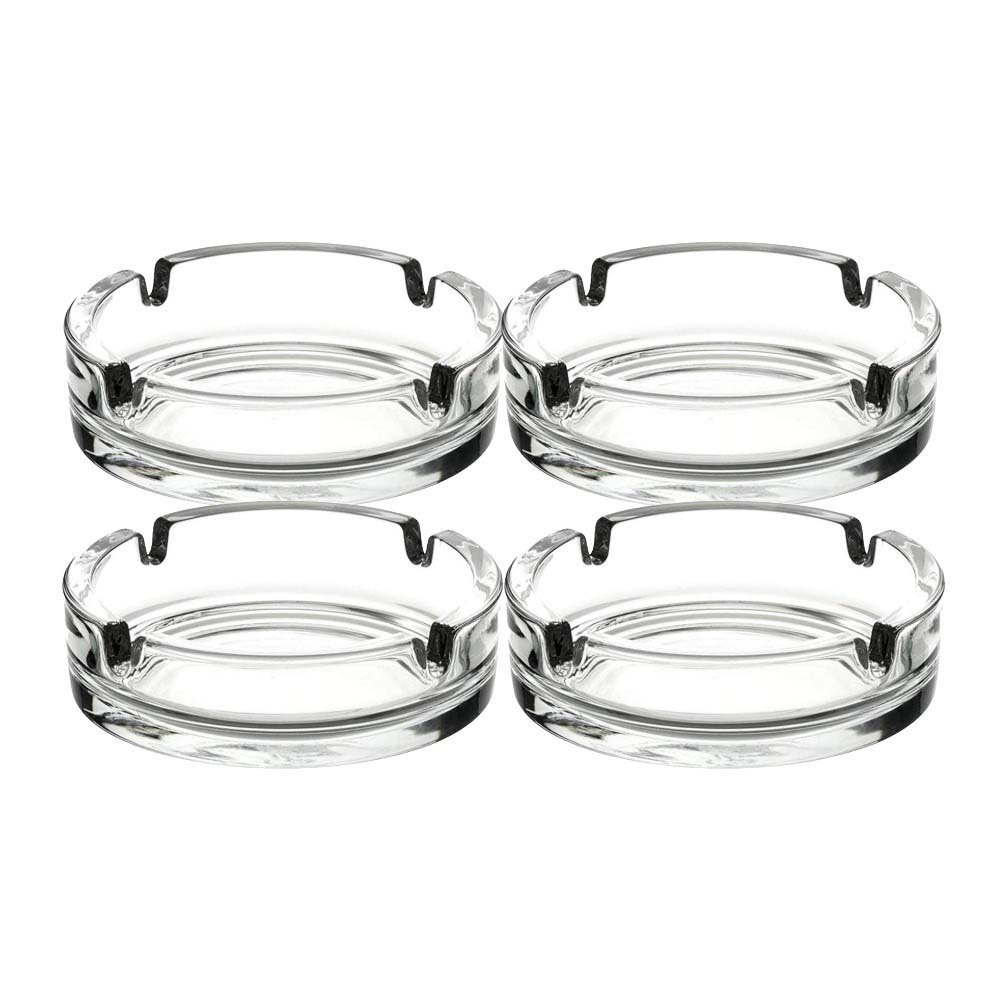 Jaramy Clear Glass Ashtray Holder For Home Offices - 4PCS Set