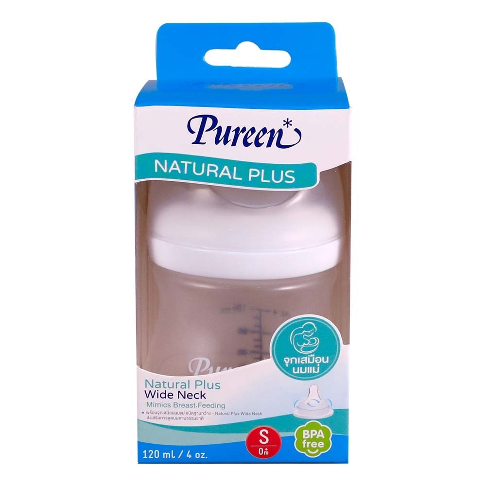 Pureen Feeding Bottle Wide Neck Natural + 4OZ