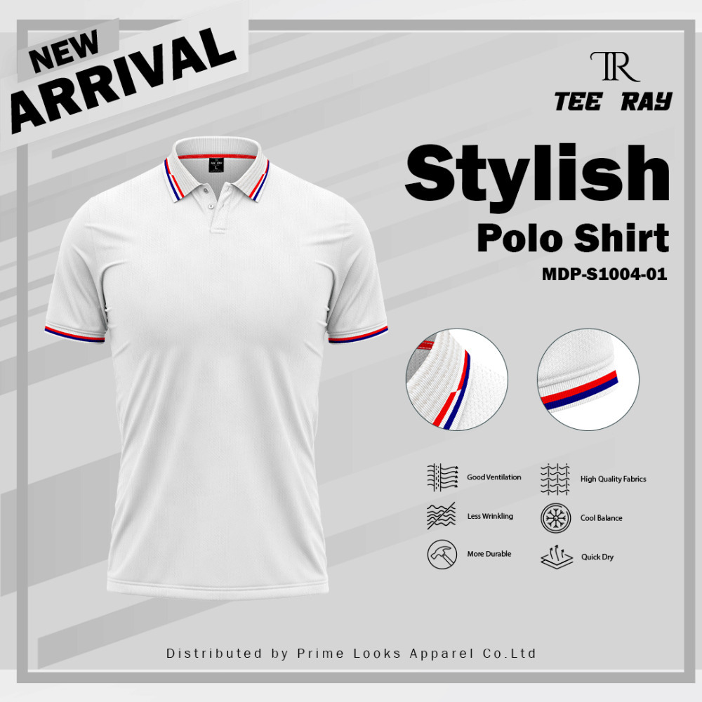 Tee Ray Stylish Polo Shirt White/01 Medium MDP-S1004