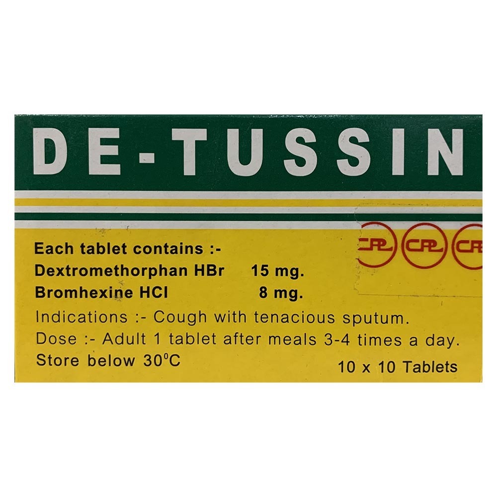 De-Tussin Dextromethorphan Bromhexine 10Tablets 1X10