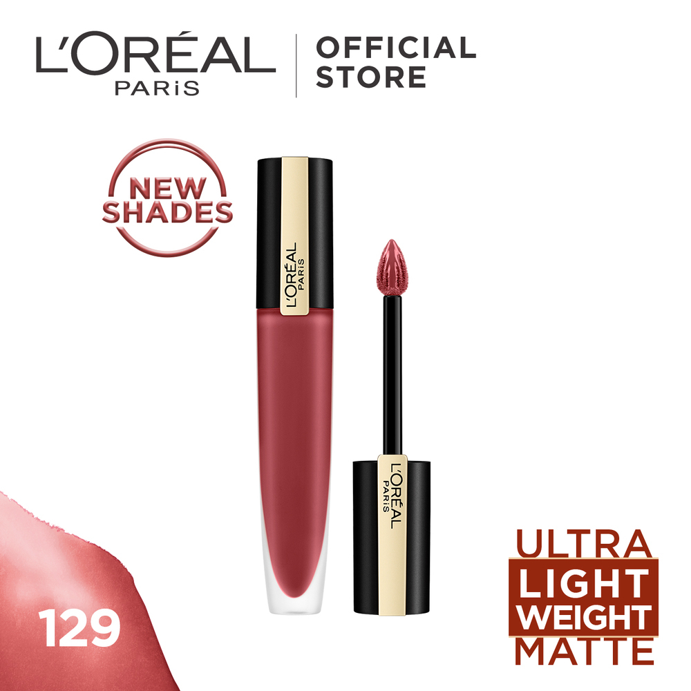 Loreal Rouge Signature Matte Ink Liquid Lipstick 129 I Lead 7 ML