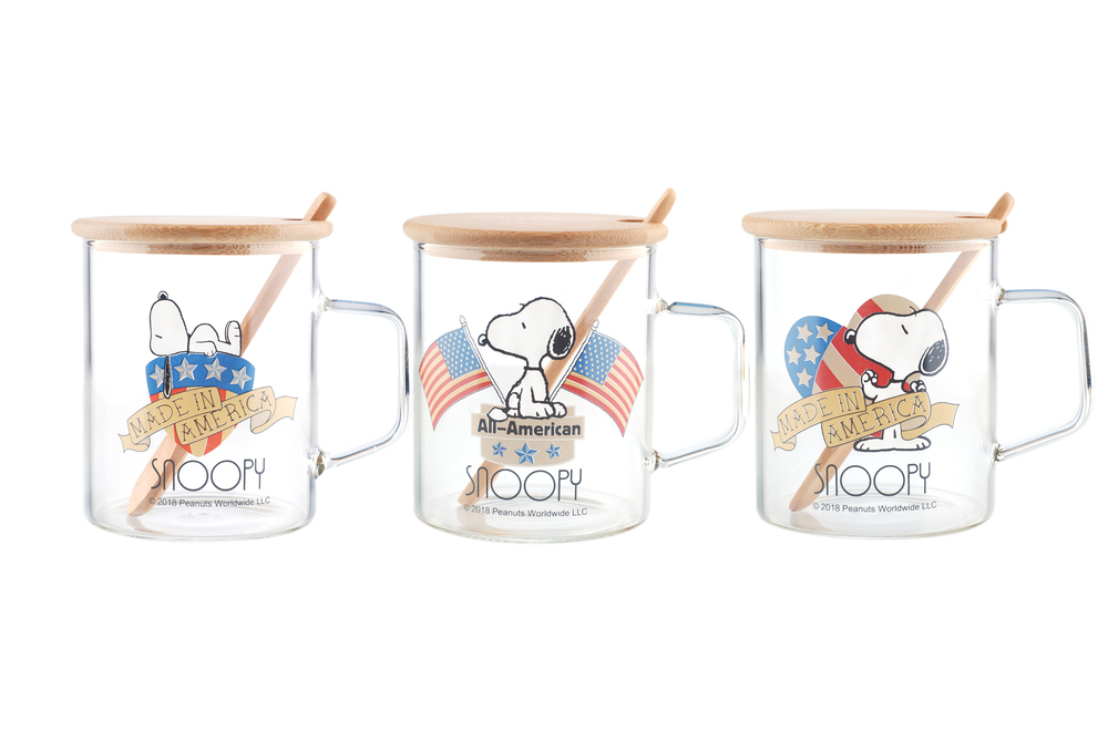 New World  Snoopy Glass Mug With Spoon  S8012 (8014)