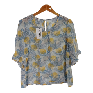 Kudos Floral Chiffon Blouse B-003(SB) Sky Blue Medium