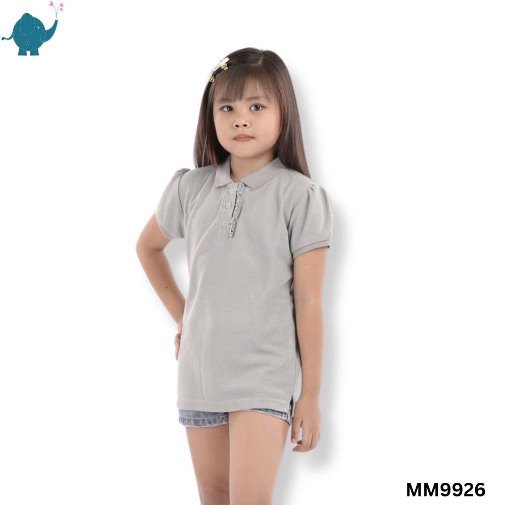 Max & Mia Girl Short-Sleeve Polo Top MM9926 Gray Large