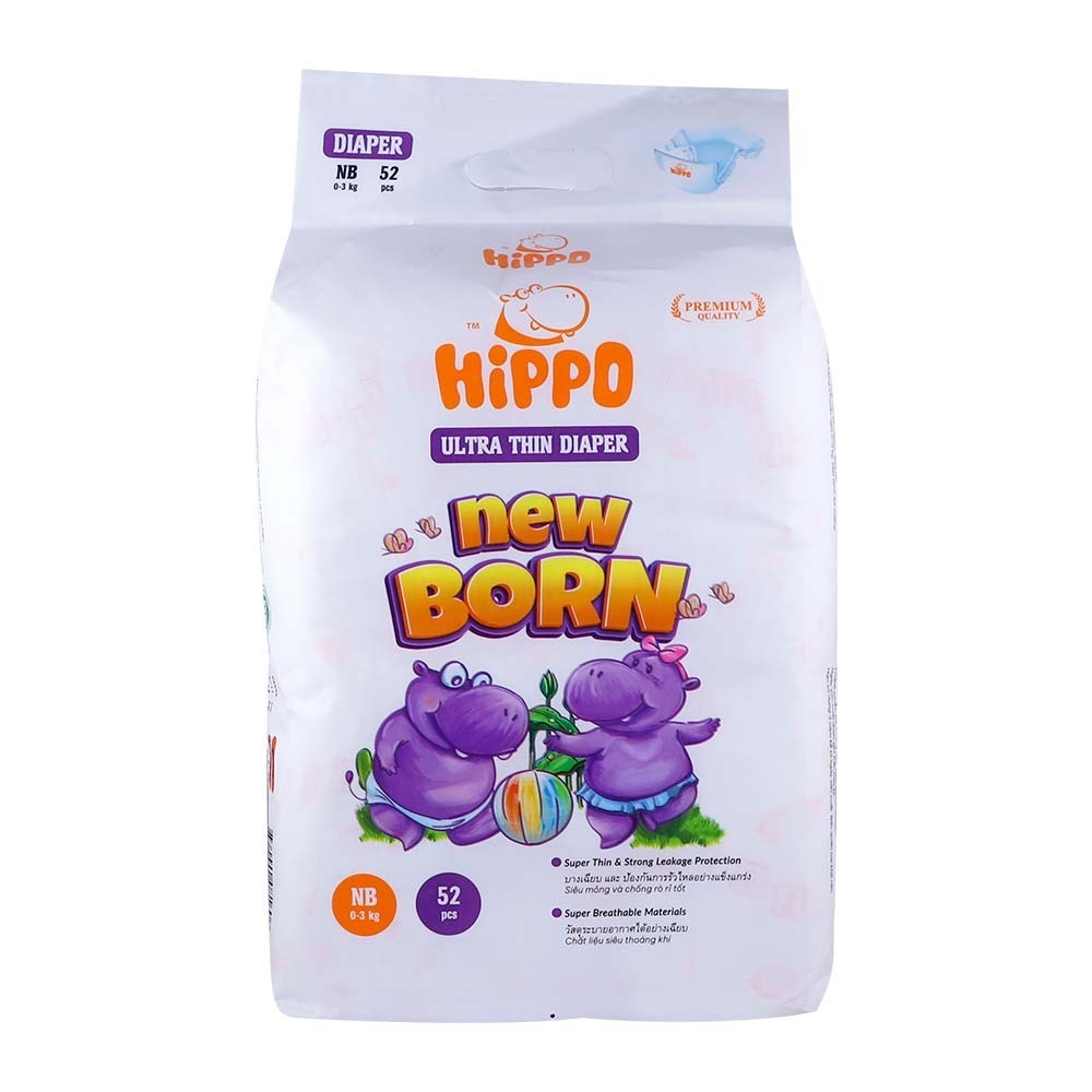 Hippo Baby Diaper Ultra Thin Jumbo 52PCS (NB)