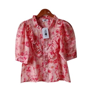 Kudos Floral Chiffon Woman Blouse  B-011 Tan Large