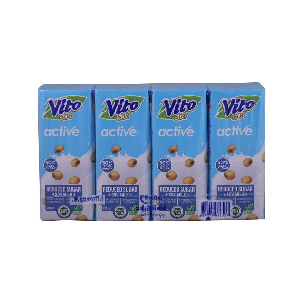 Vito Active Reduced Sugar UHT Soy Milk 200MLx4PCS