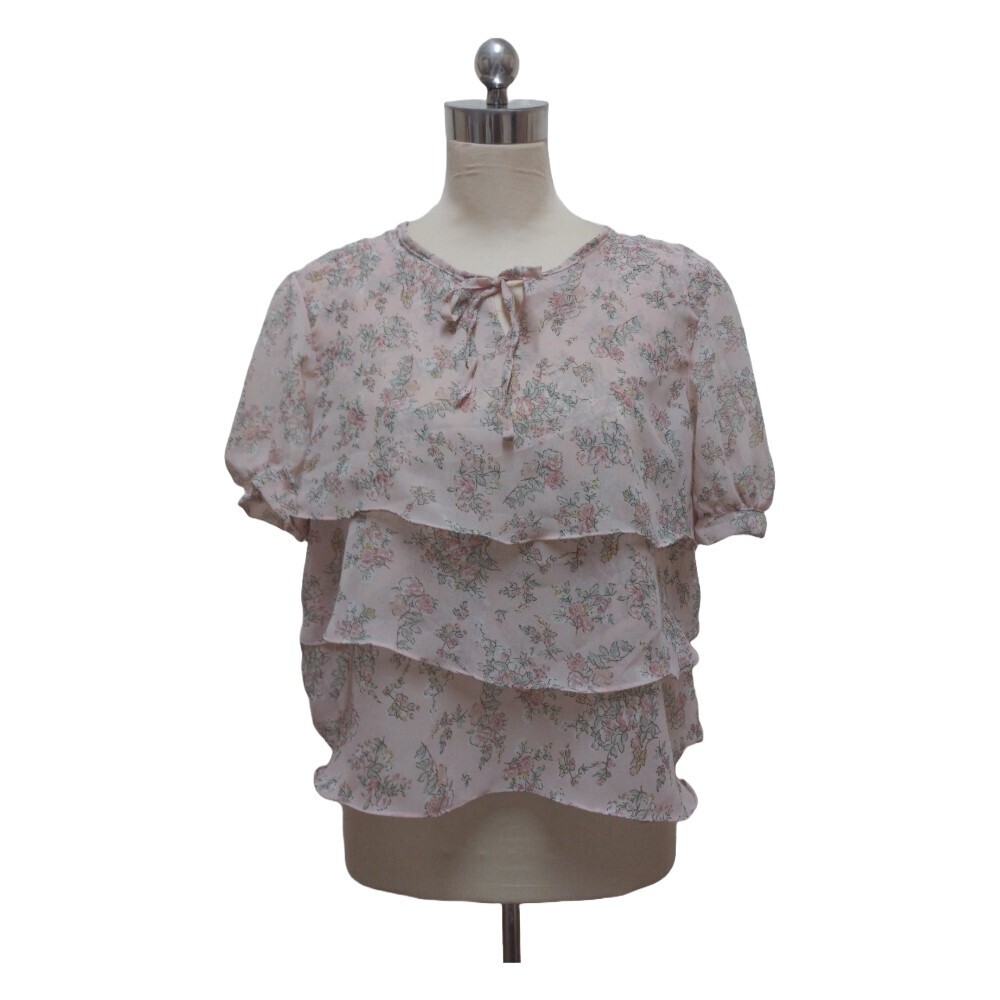 Styluxe Floral Chiffon Blouse  Light pink