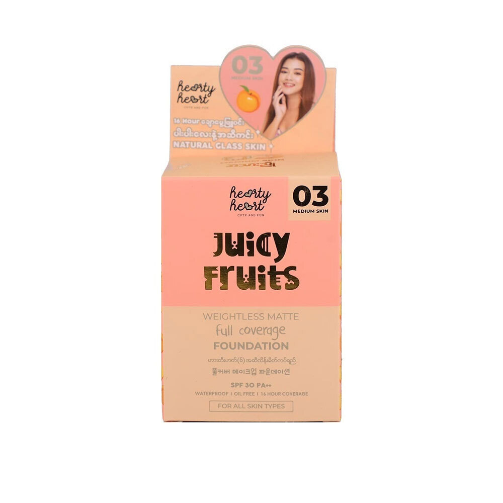 Hearty Heart Juicy Fruits Weightless Matte Full Coverage Foundation SPF 30 PA++ 20ML (03 Peach Crumble)