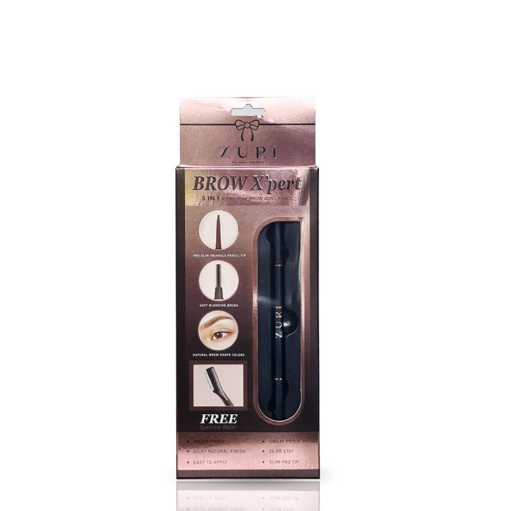 ZURI Brow X'pert Eyebrow + Razor Set (Grey Brown)