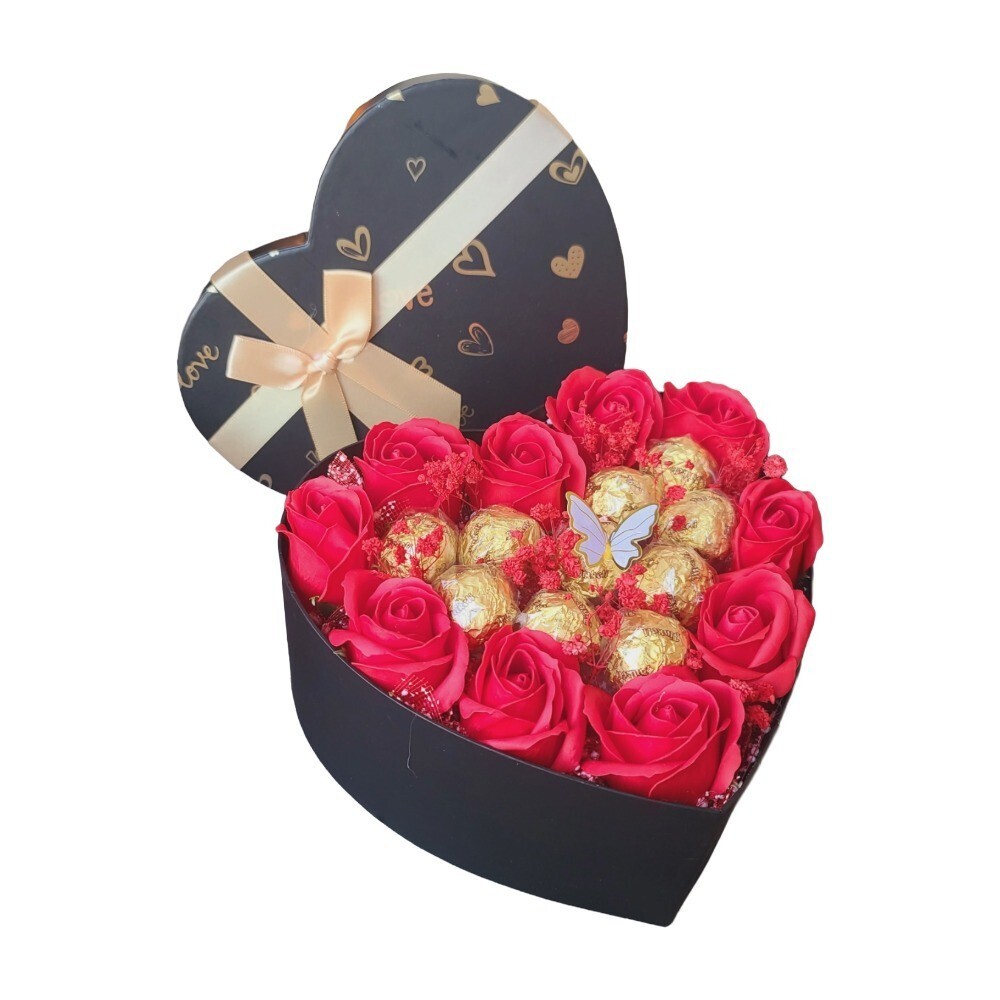 LiLi Floral Black Grand Soul Artificial Flower & Chocolate Box