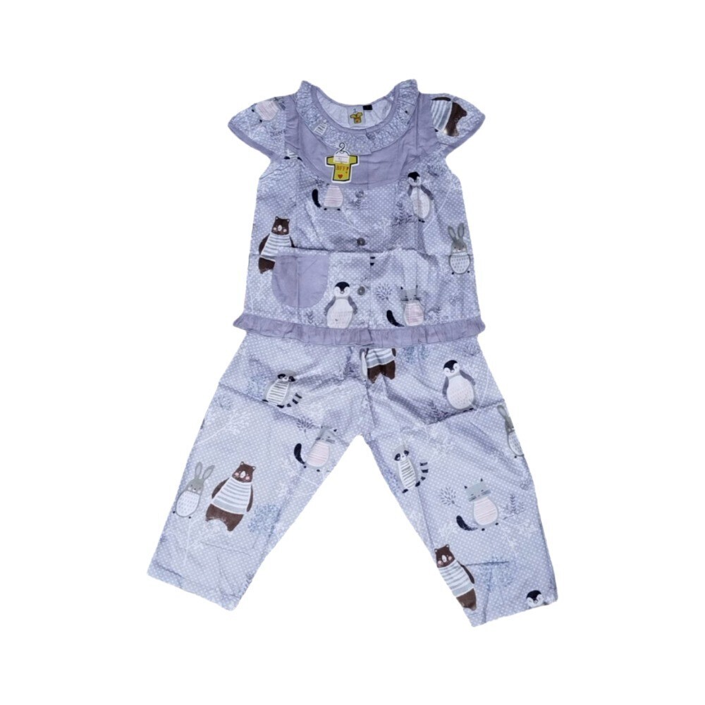 Bambi Baby Night Wear Silk Cotton One Set BAMBI_BABY07_3 Grey (7 Years)