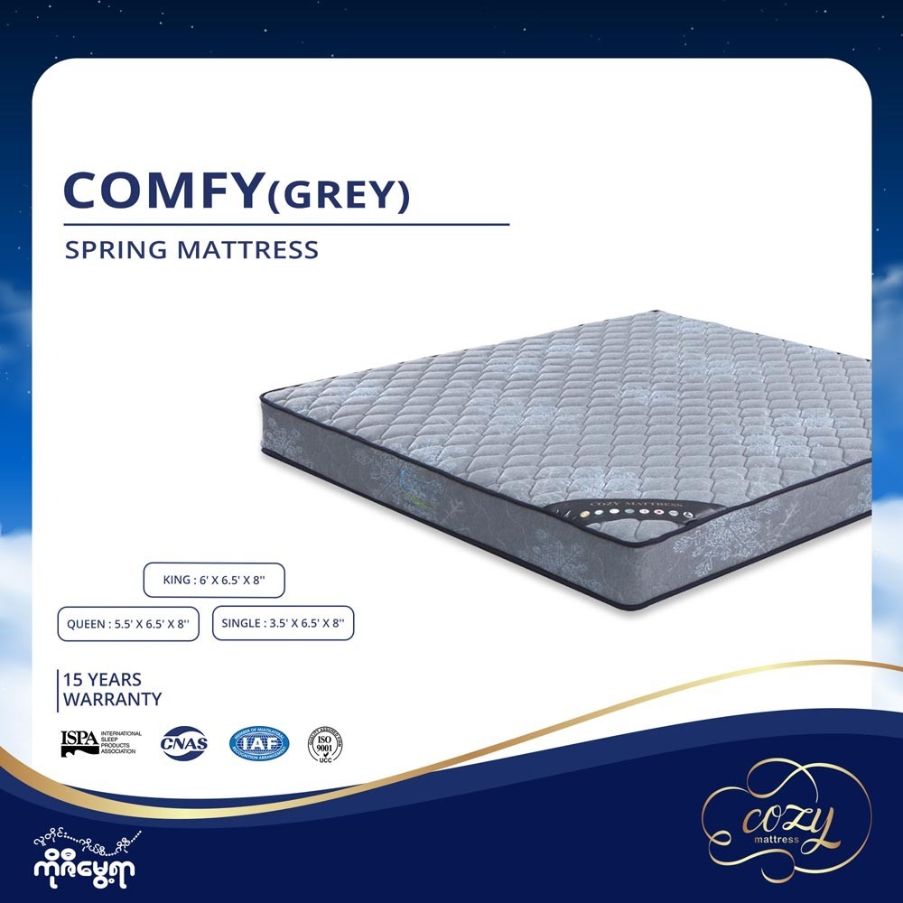 Comfy Mattress King (6'x6.5"x8") Gray