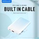 Konfulon A36Q (10000mAh Fast Charging 22.5W Built-in Cable Power Bank) + Lightning Cable Blue