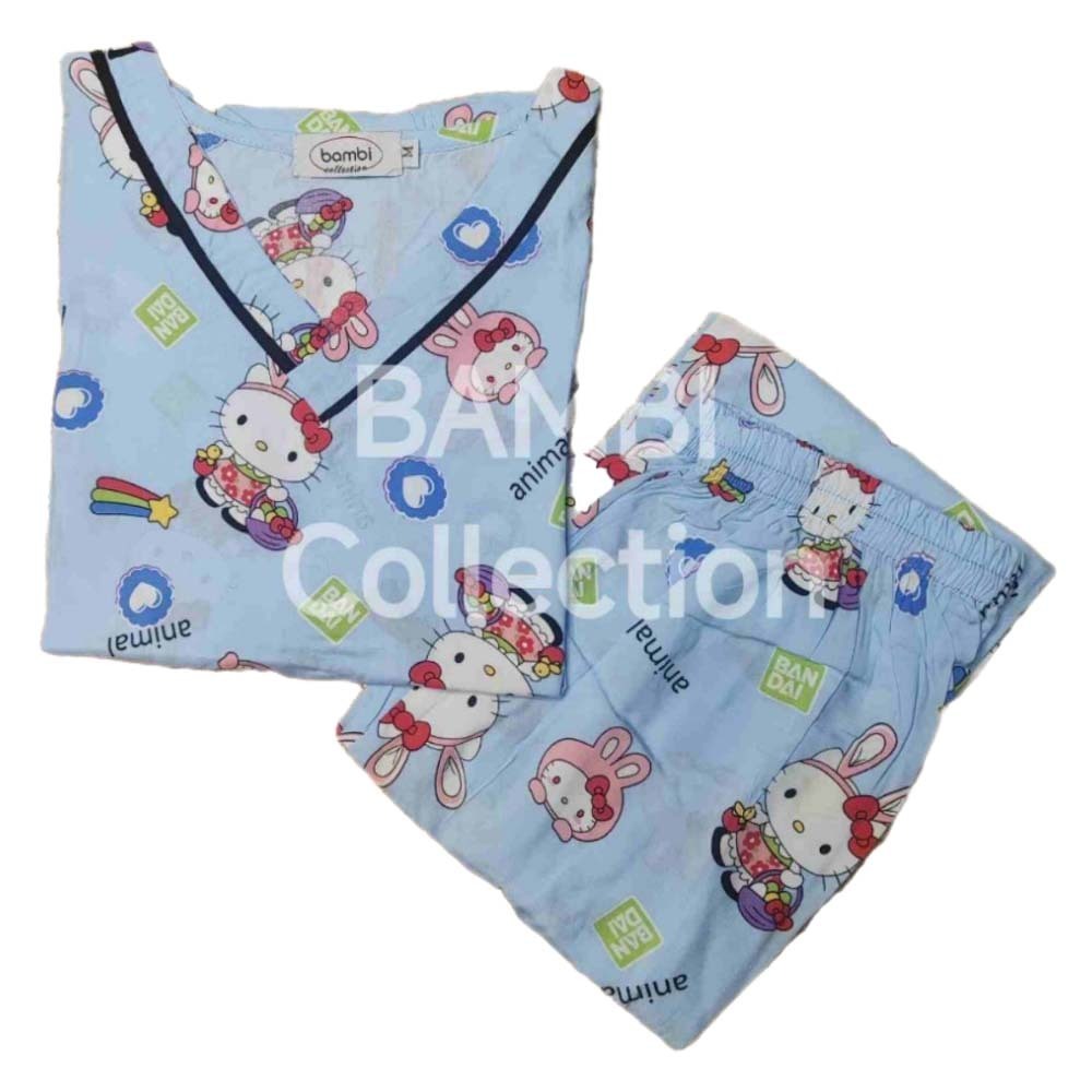 Bambi Women Night Wear Spun Oneset Blue AA0038 XL