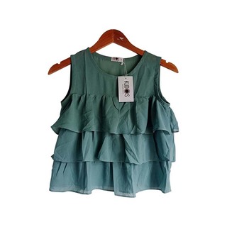 Kudos Floral Chiffon Woman Blouse Baby Blue B-002 Medium