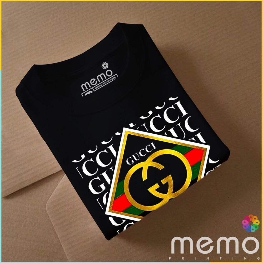 memo ygn GUCCI Square unisex Printing T-shirt DTF Quality sticker Printing-Black (Medium)