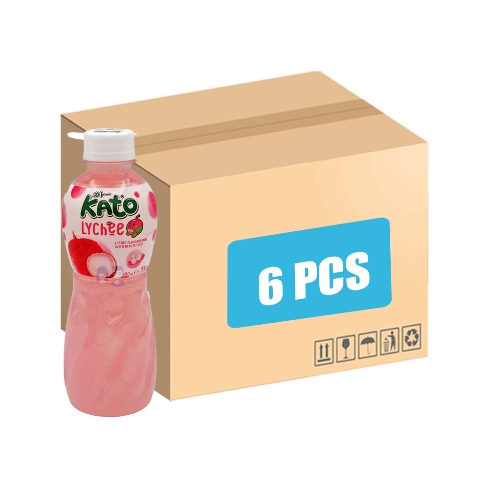 Kato Lychee Juice with Nata De Coco Jelly Drink 320Gx6PCS