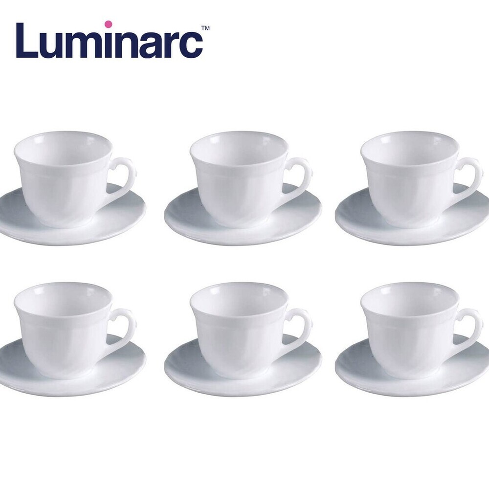 Luminarc Tempered Trianon Cup & Saucer 22CL 6PCS E8845