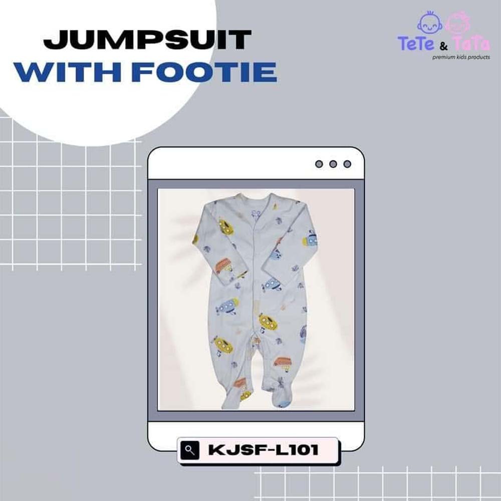 Te Te & Ta Ta Jumpsuit With Footies White 0-3 Months (3Pcs/1Set) KJSF-L101