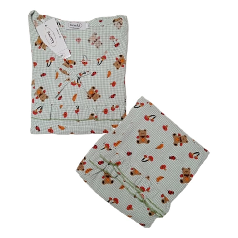 Bambi Women Night Wear Cotton Oneset Green AA0041 XL