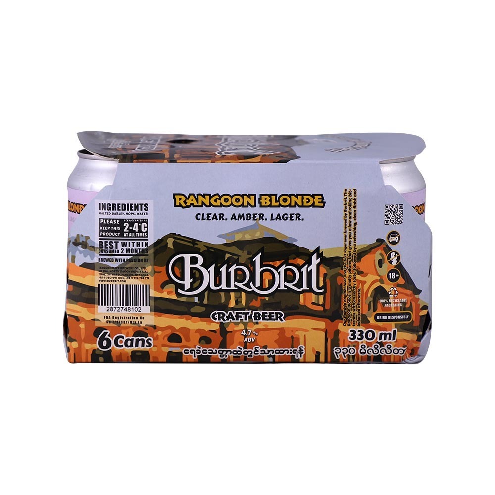 Burbrit Rangoon Blonde Craft Beer 6X330ML (Can)