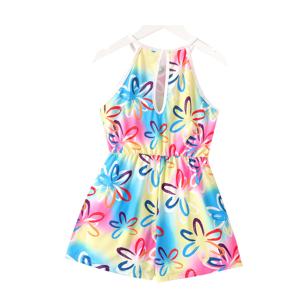 Kid Girl Allover Floral Print Halter Romper (11-12 Years) 20634926