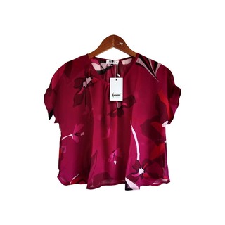 Kudos Floral Chiffon Woman Blouse White B-007 XL