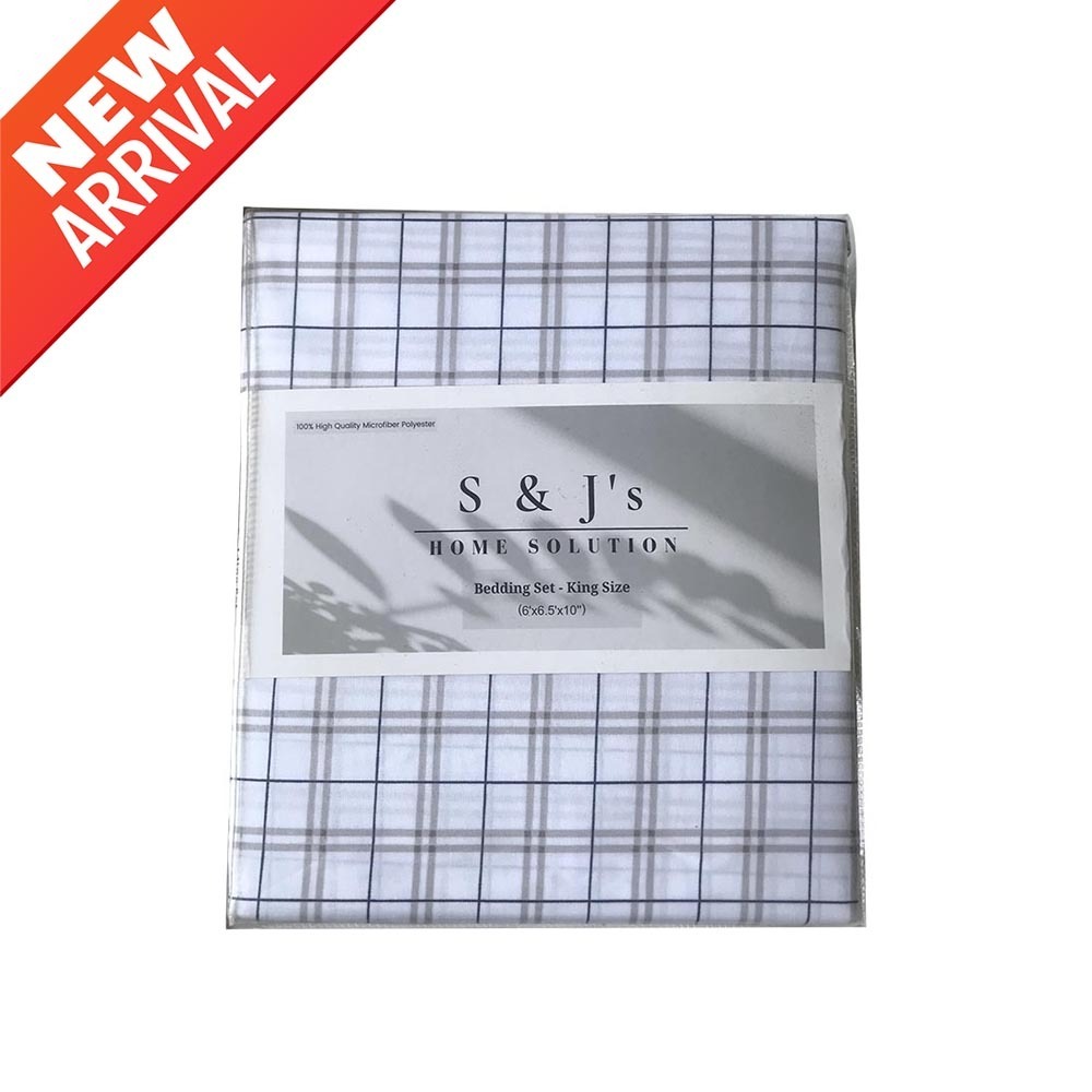 S&J Double Bed Sheet Sugarcane double line checked SJ-01-19