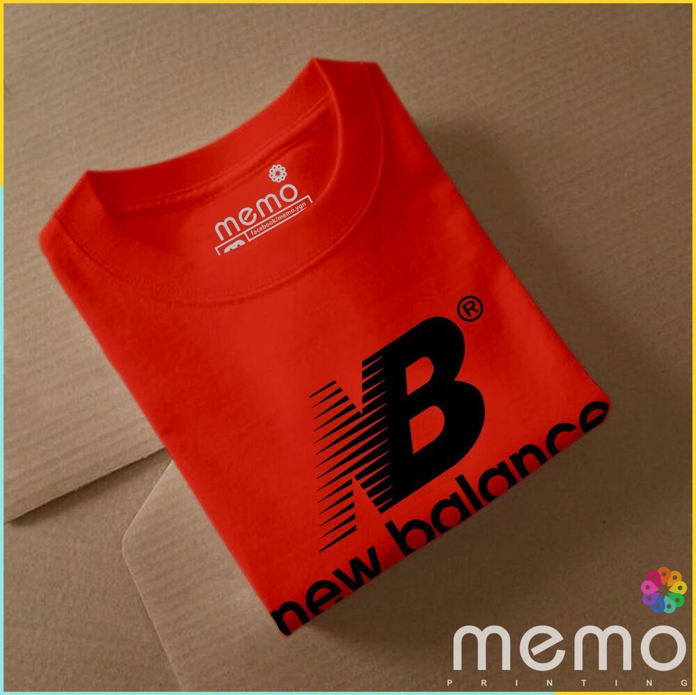 memo ygn New balance unisex Printing T-shirt DTF Quality sticker Printing-Red (Medium)